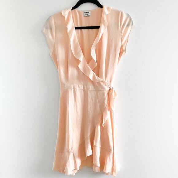 Sunday Best Wrap Dress (Peach) - Picture 2 of 11